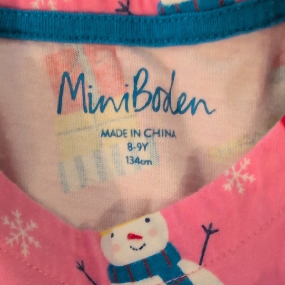 Mini Boden Pink Snowman Dress - Picture 2 of 3